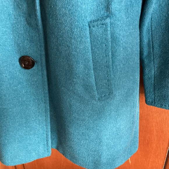 ELLEN TRACY teal/turquoise wool coat size 8 in excellent preowned condition - Picture 4 of 15